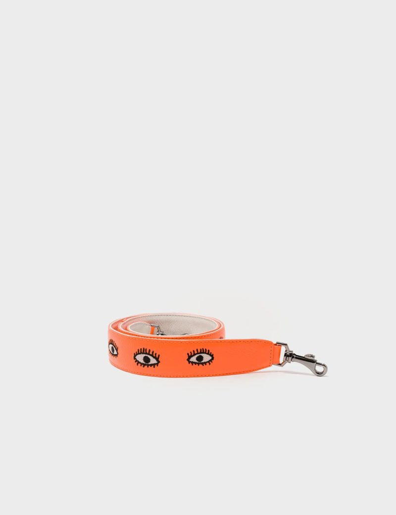 ShoulderStrap NeonOrangeLeatherAllOverEyesEmbroidery1