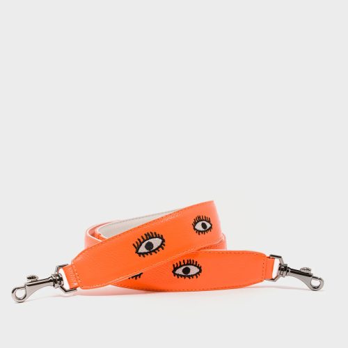 ShoulderStrap NeonOrangeLeatherAllOverEyesEmbroidery4