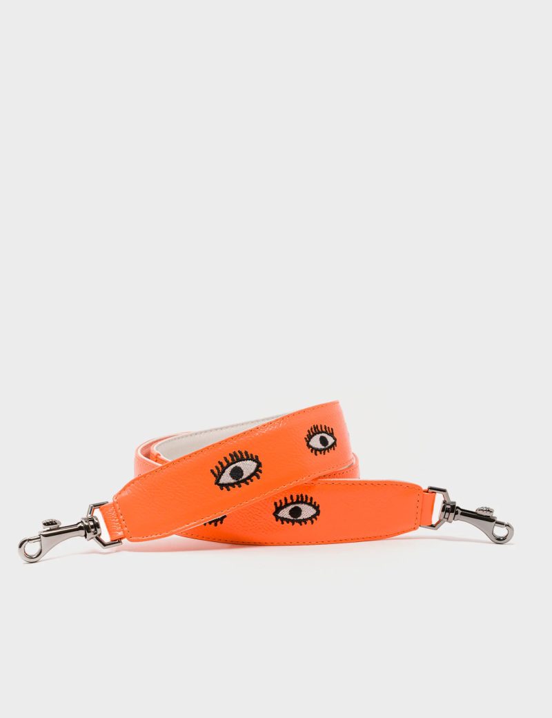 ShoulderStrap NeonOrangeLeatherAllOverEyesEmbroidery4